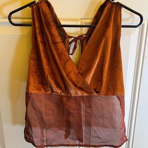 Chic Brown Satin Camisole Top